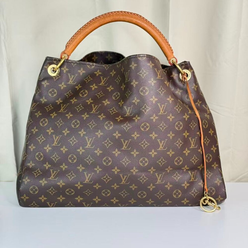 Louis Vuitton Monogram Canvas Artsy MM Shoulder Bag Tote with Brown Handle